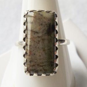 A jasper gemstone ring, 925 silver, size 9.5, cocktail ring, keepsake gift.